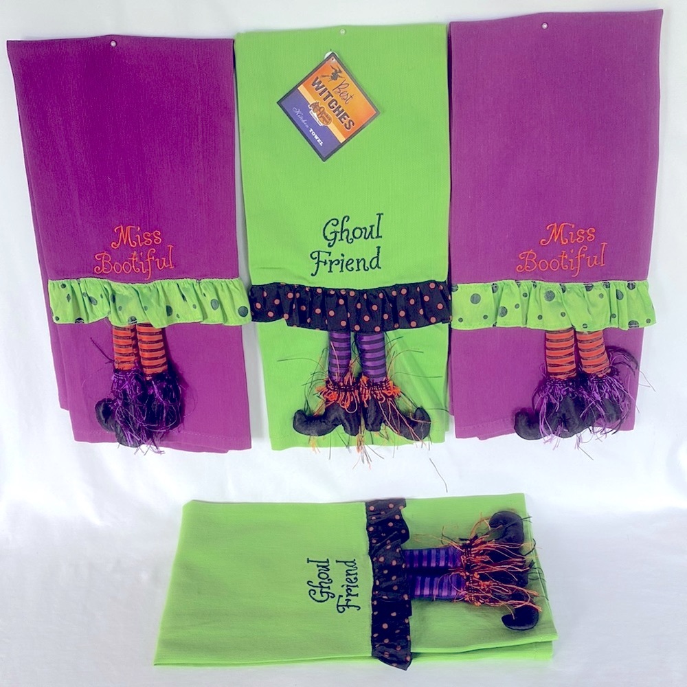 Gently Used Set Of 4 Very Cute Best Witches Kitchen Towels- HALLOWEEN DECORATION